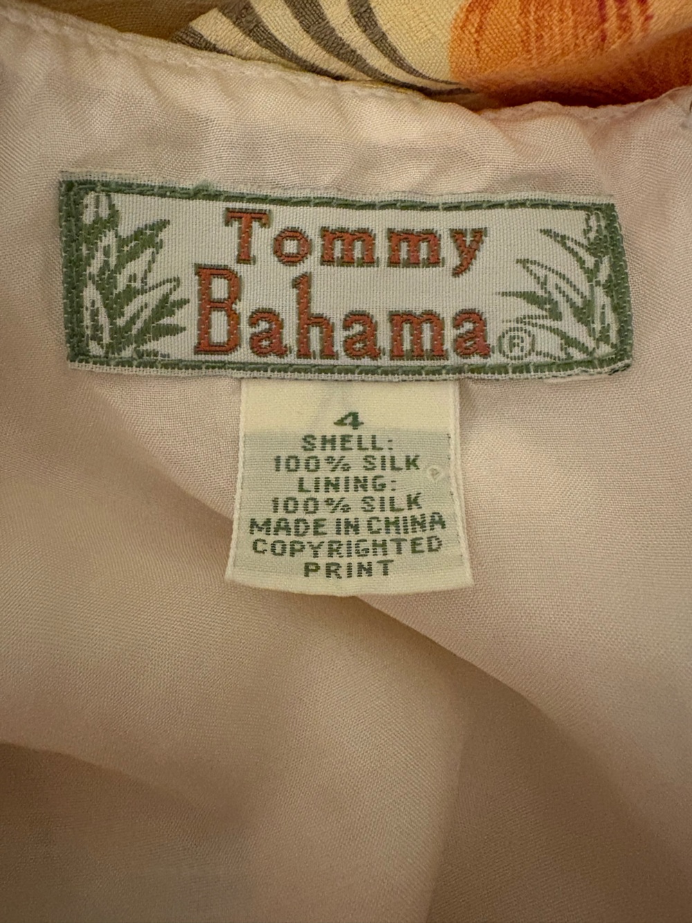 Vintage Tommy Bahama 100% Silk Yellow Tropical Floral V-Neck Maxi Dress - Picture 6 of 6